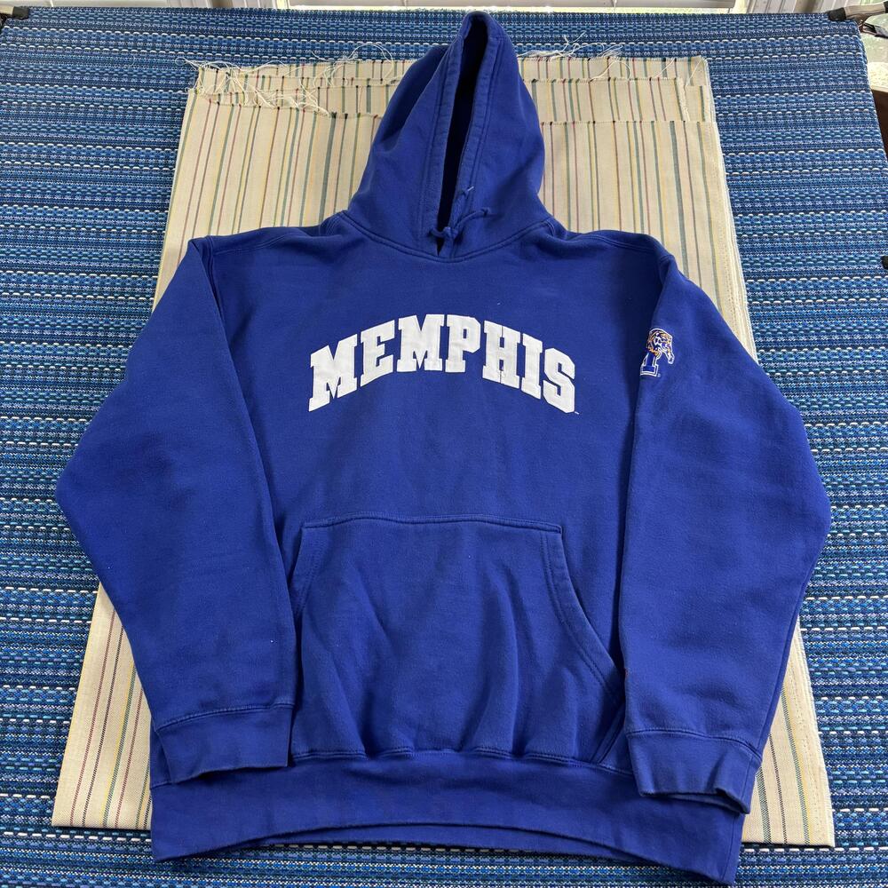 Memphis Tigers Sweatshirt Mens XL Blue NCAA Basketball Pro Player Hooded